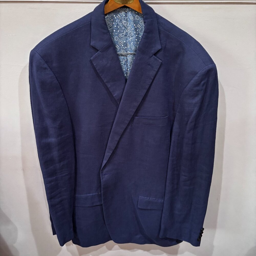 Lauren Ralph Lauren Blazer Mens Navy 100% Linen 48 Long - Picture 6 of 15